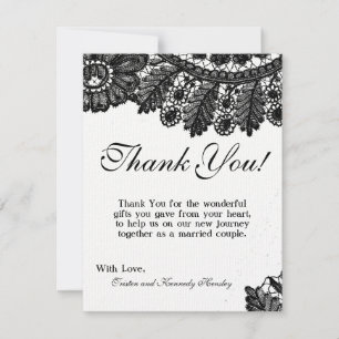 4x5 FLAT Thank You Card Vintage Black Lace Doilies