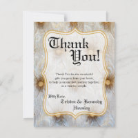 4x5 FLAT Thank You Card Vintage Pintuck Fabric Tay