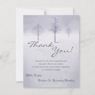 4x5 FLAT Thank You Card Winter Wonderland Trees