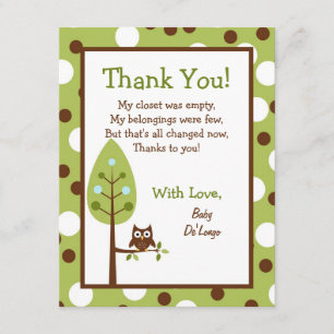 4x5 FLAT Thank you Card Woodland Friends Bunny
