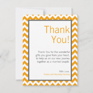 4x5 FLAT Thank You Card Yellow Grey Grey Chevron