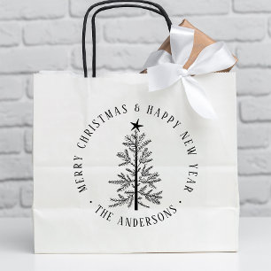 4X5 Merry Christmas & Happy New Year Simple Rubber Stamp