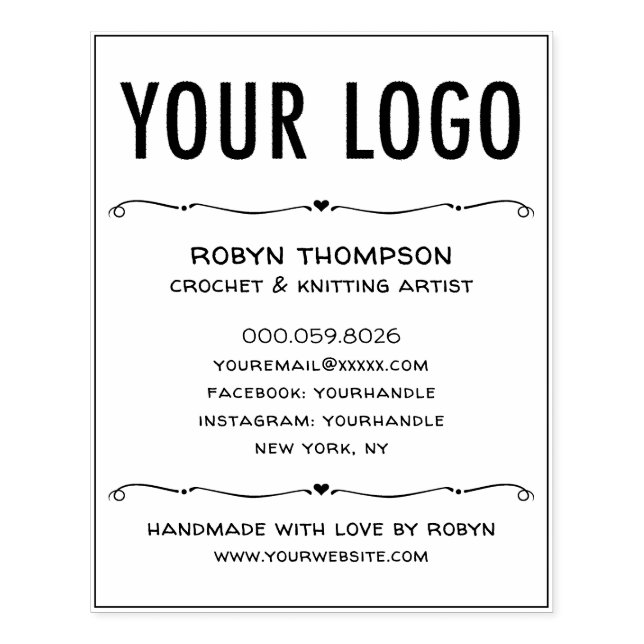 4x5 Personalised Handmade with Love Rubber Stamp (Imprint)