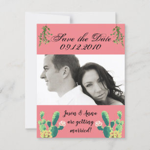 4x5 Save the Date Card Bohemian Cactus Succulents