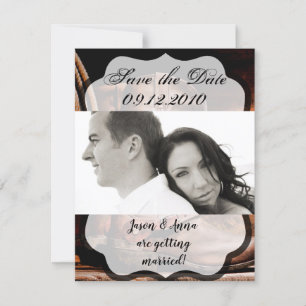 4x5 Save the Date Card Cowboy Boots Barn Wood Rust