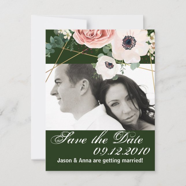 4x5 Save the Date Card Geometric Garden Hunter (Front)