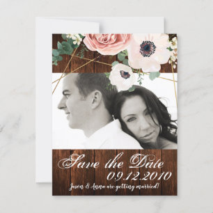 4x5 Save the Date Card Geometric Garden Rose Barn