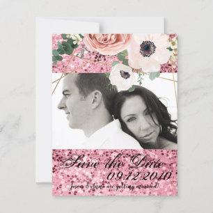 4x5 Save the Date Card Geometric Garden Rose Gold