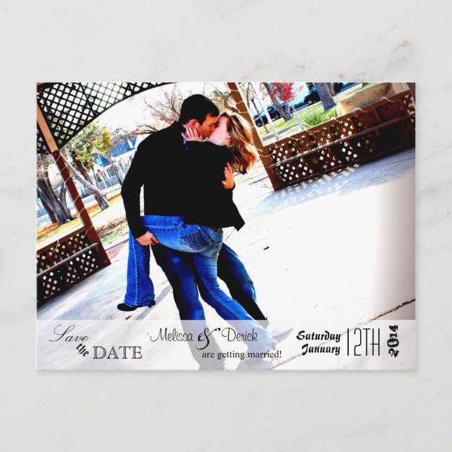 4x5 Typography Save the Date Photo Announcement Postcard (Front)