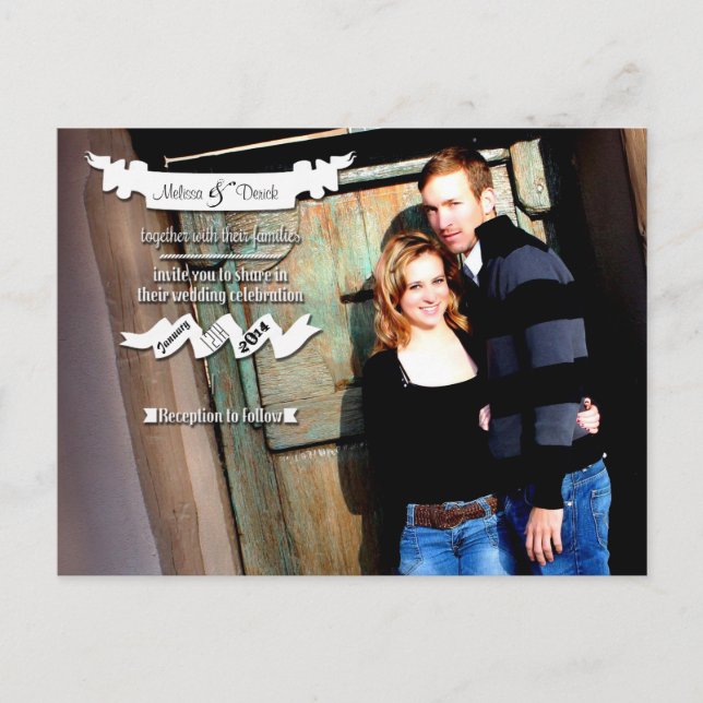 4x5 Typography Save the Date Photo Announcement Postcard (Front)