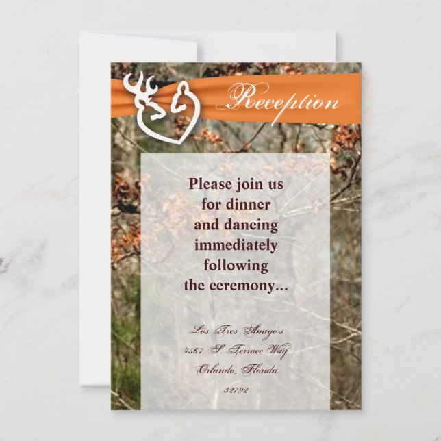 4x6.25 Reception Card Deer Couple Doe Buck Camo (Front)