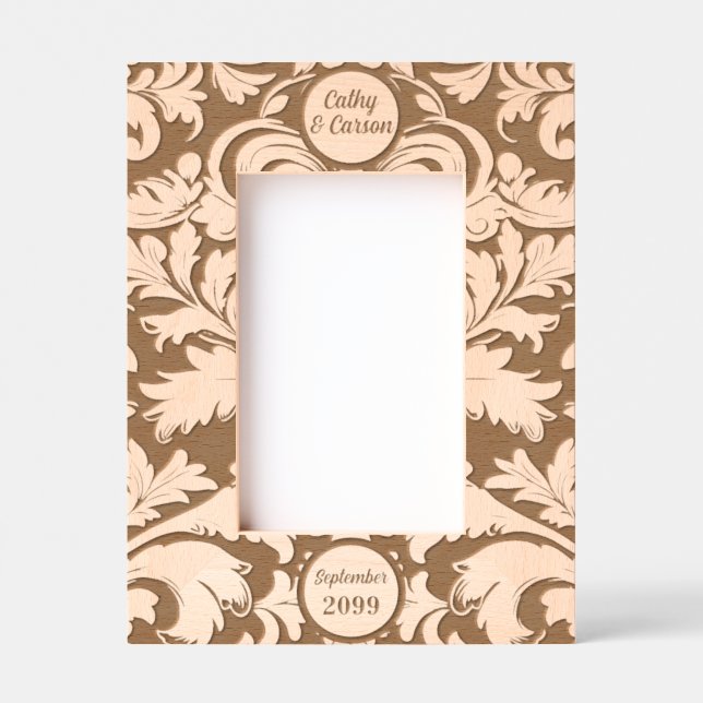 4x6 Bold Botanical Leaves with Custom Text Etched Frames (Front)