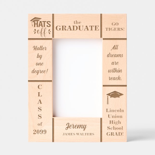 4x6 Graduate Class of Custom Name Year Portrait Etched Frames (Front)