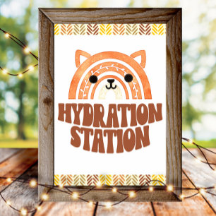 4x6 Hydration Station Boho Woodland Fox Birthday Poster