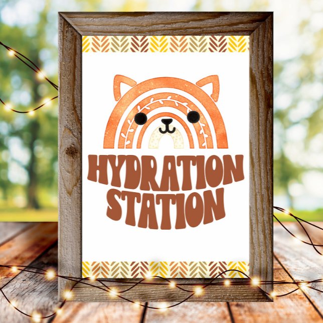 4x6 Hydration Station Boho Woodland Fox Birthday Poster (Creator Uploaded)