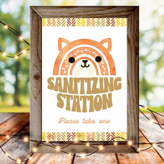 4x6 Sanitizer Station Boho Woodland Fox Birthday Poster (Creator Uploaded)