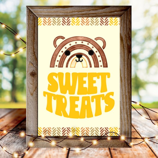4x6 Sweets Boho Woodland Bear Birthday Desserts Poster (Creator Uploaded)