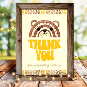 4x6 Thank You Boho Woodland Bear Birthday Poster