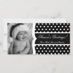 4x8 Black Polka Dot Frame PHOTO Christmas Card