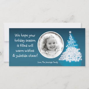 4x8 Blue XMAS Tree PHOTO Christmas Card