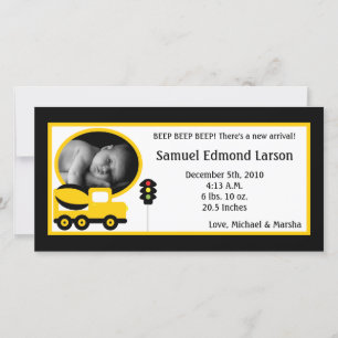 4x8 Construction Photo Birth Announcement