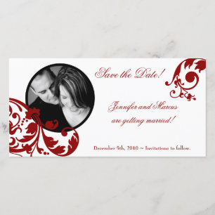 4x8 Crimson Red Floral Engagement Announcement