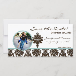 4x8 Engagement Announcement Brown Damask