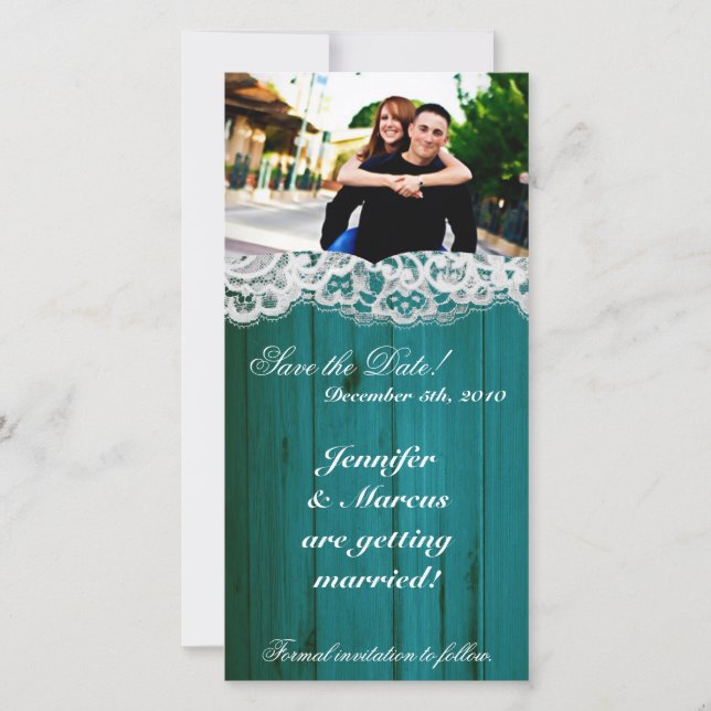 4x8 Engagement Announcement Distrissed Teal Wood (Front)