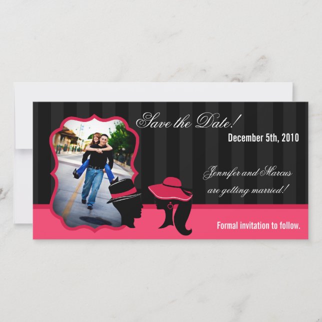 4x8 Engagement Announcement Formal Hats Elegant (Front)