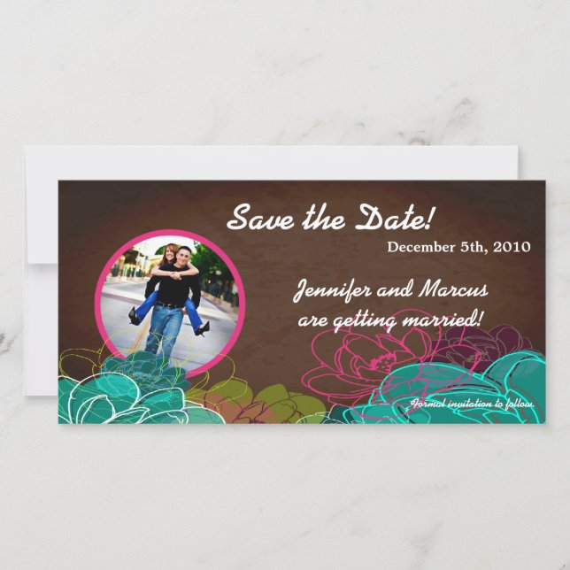 4x8 Engagement Announcement Neon Spring Floral (Front)