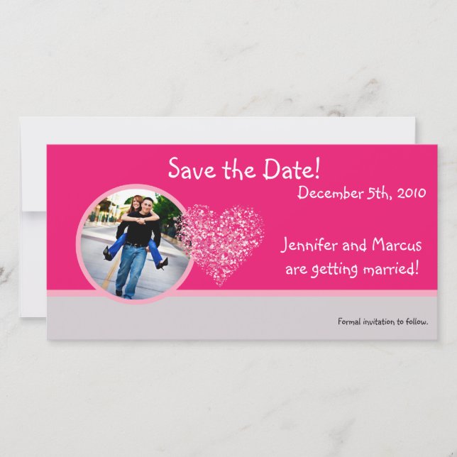 4x8 Engagement Announcement Pink Floral Petals (Front)
