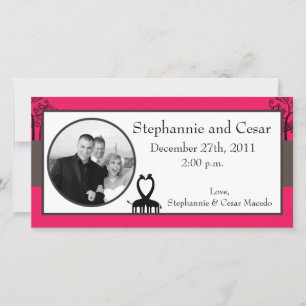 4x8 Engagement Photo Announcement Hot Pink/Black