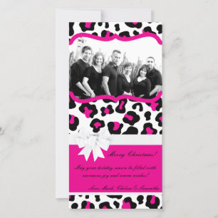 4x8 Hot Pink Black Cheetah PHOTO Christmas Card