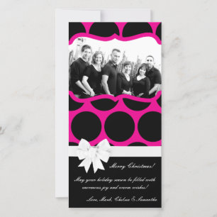 4x8 Hot Pink Black Palka Dot PHOTO Christmas Card