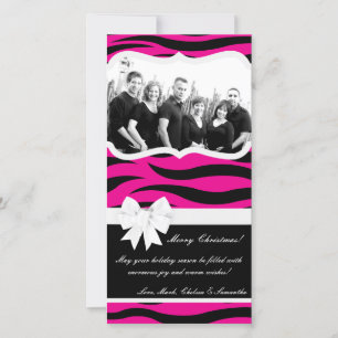 4x8 Hot Pink Black Zebra Prin PHOTO Christmas Card