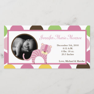 4x8 Jungle Queen Tiger Photo Birth Announcement