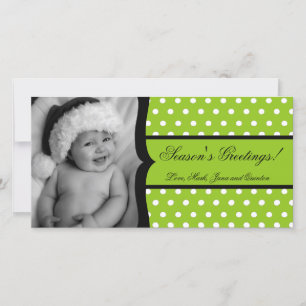 4x8 Lime White Polka Frame PHOTO Christmas Card