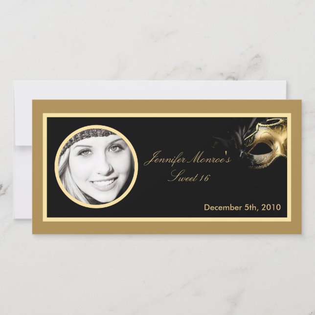 4x8 Mis XV Gold Black Party Announcement (Front)