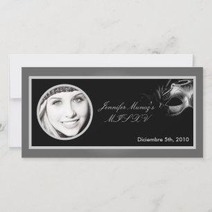 4x8 Mis XV Silver Black Party Announcement