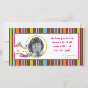 4x8 Modern Snowman PHOTO Christmas Card