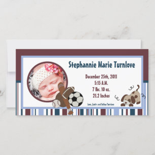 4x8 Photo Birth Announcement Lil League Puppy Dog