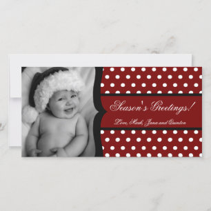 4x8 Red White Polka Dot Frame PHOTO Christmas Card