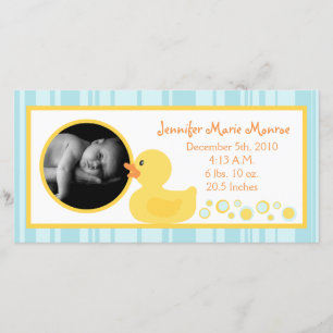 4x8 Rubber Ducky Bubbles Birth Announcement