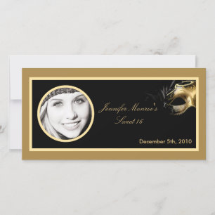 4x8 Sweet 16 Gold Black Party Announcement
