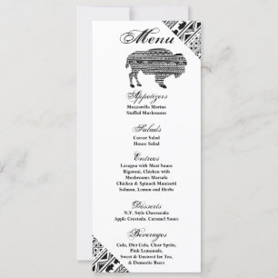 4x9.25 Menu Cards Boho Buffalo Tribal Pattern Bohe