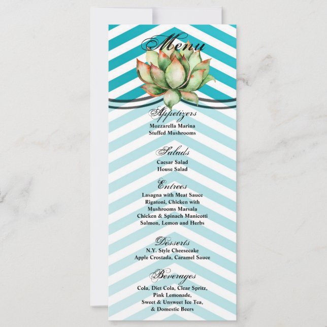 4x9.25 Menu Cards Boho Cacti Cactus Succulent Bohe (Front)