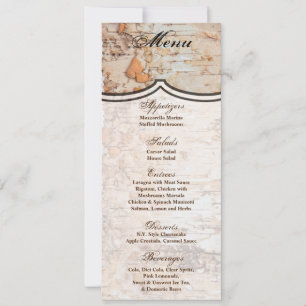 4x9.25 Menu Cards country barn wood lace trim Edge