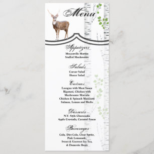 4x9.25 Menu Cards Deer Doe Buck Woodland Hunting