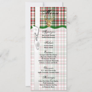 4x9.25 Menu Cards Gold Glitter Reindeer Plaid Buck