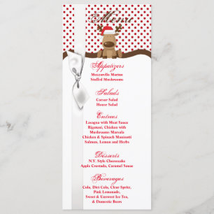 4x9.25 Menu Cards Reindeer Christmas XMAS Polka Do
